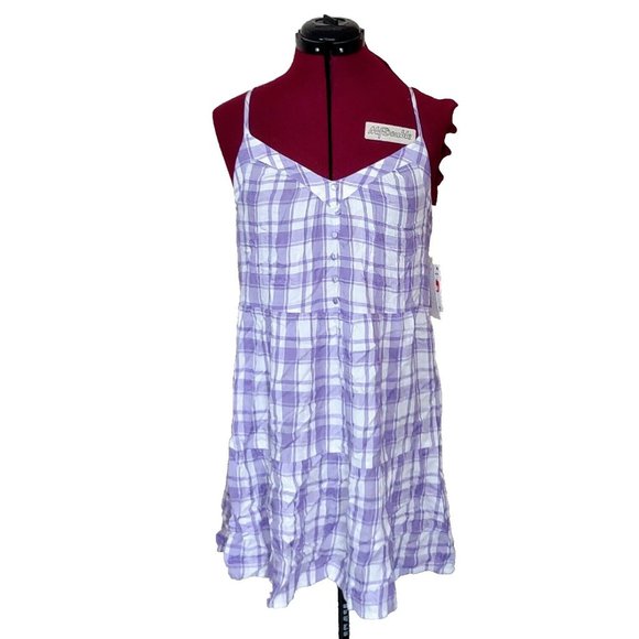 ABOUND Tiered Dress Size Small Purple White Adjustable Straps Vintage Pl… - Picture 1 of 6